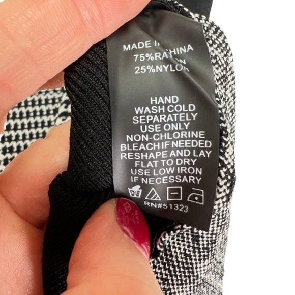 Vince Camuto Checked Shift Black/White Midi Dress - Picture 4 of 5